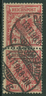 Deutsches Reich 1889 Krone/Adler 47 D Senkrechtes Paar Gestempelt Geprüft - Usados