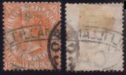 STRAITS SETTLEMENTS 1882 8c Wmk.CROWN CA Sc#49 - USED @N547 - Straits Settlements