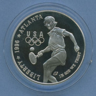 USA Dollar 1996 Atlanta Olympia Tennis, Silber KM 269 PP In Kapsel (m5116) - Commemorative