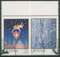 Litauen 1997 Weihnachten Engel Winterwald 655/56 Gestempelt - Lithuania