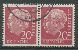 Bund 1954 Th. Heuss I Bogenmarken 185 X W V Waagerechtes Paar Gestempelt - Gebraucht