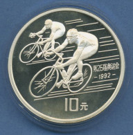 China 10 Yuan 1990 Olympia Radsport, Silber, KM 300 PP In Kapsel (m5140) - China