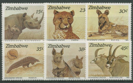 Simbabwe 1989 Säugetiere Gepard Nashorn Pferdeantilope 412/17 Postfrisch - Zimbabwe (1980-...)