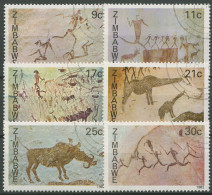 Simbabwe 1982 Felsmalereien Jäger Giraffen Warzenschwein 259/64 Gestempelt - Zimbabwe (1980-...)