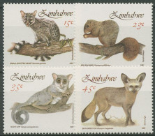 Simbabwe 1991 Wildtiere Eichhörnchen Löffelhund Ginsterkatze 450/53 Postfrisch - Zimbabwe (1980-...)