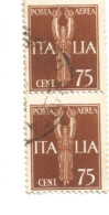 (REGNO D'ITALIA) 1930-1932, POSTA AEREA, SOGGETTI ALLEGORICI, 75c - Coppia Di Francobolli Usata - Poste Aérienne