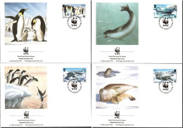 British Antarctic Territory (BAT) 1992 Mi 193-196 FDC  (FDC LZS7 BAT193-196) - Pingouins & Manchots