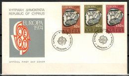 Cyprus 1974 Mi 409-411 FDC  (FDC ZE2 CYP409-411) - Monnaies