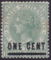 STRAITS SETTLEMENTS 1892 1c Surch On 8c Wmk.CROWN CA Sc#82 - MH @N536 - Straits Settlements