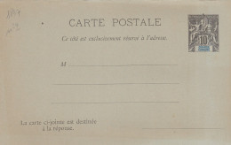Grande Comore Colonies Francaise Postes 10 C. Carte - Lettre Réponse - Brieven En Documenten