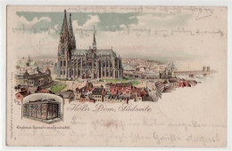 39051506 - Koeln, Lithographie Mit Dom Und Grabmal Konrad's Von Hostaden Gelaufen Von 1904, Marke Entfernt Kleiner Knic - Köln