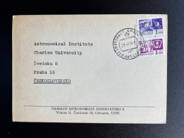 RUSSIA USSR 1969 POSTCARD VILNIUS TO PRAGUE PRAHA 21-04-1969 SOVJET UNIE CCCP SOVIET UNION ASTRONOMY - Cartas & Documentos