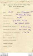 ANCIENS COMBATTANTS DE POMMARD COTE D'OR SOLDAT PETIT FRANCOIS 1914-1916 - Documenti