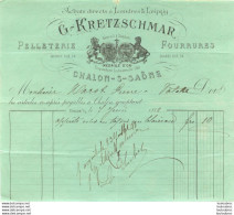 CHALON SUR SAONE 1888 G.  KRETZSCHMAR PELLETERIE FOURRURES - 1800 – 1899