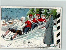 13193006 - All Heil Wachposten Militaer  Litho AK - Sports D'hiver