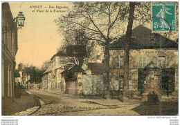 ANNET RUE RIGAUDIN ET PLACE DE LA FONTAINE TOILEE COULEUR  EDIT. GODEFROY - Autres & Non Classés