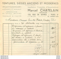 MARCEL CHATELAIN TENTURES ET SIEGES ANCIENS  RUE DE SEVRES PARIS 1936 - 1900 – 1949