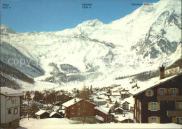 11880748 Saas-Fee Dorfpartie Mit Pisten Felskinn Und Laengfluh Saas-Fee - Autres & Non Classés