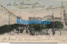 227960 PORTUGAL LISBOA SQUARE OF D. PEDRO IV & STREET AUGUSTA TRAMWAY SPOTTED  POSTAL POSTCARD - Other & Unclassified