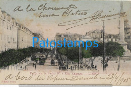 227960 PORTUGAL LISBOA SQUARE OF D. PEDRO IV & STREET AUGUSTA TRAMWAY SPOTTED  POSTAL POSTCARD - Sonstige & Ohne Zuordnung