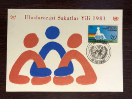 CYPRUS TURKISH FDC CARD 1981 YEAR DISABLED PEOPLE HEALTH MEDICINE STAMPS - Cartas & Documentos