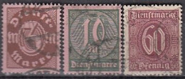DR  Dienst 66-68, Gestempelt, Wertziffern, 1921 - Dienstmarken