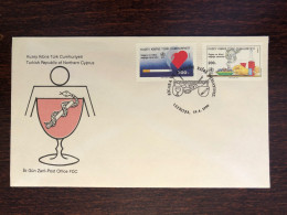 CYPRUS TURKISH FDC COVER 1990 YEAR SMOKING ALCOHOLISM HEALTH MEDICINE STAMPS - Storia Postale