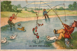 CPA - P - HUMOUR - PECHE - LES DEUX INSEPARABLES - Fishing