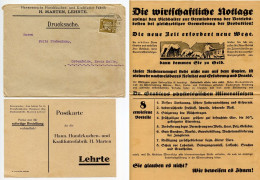 Germany 1926 Cover W/ Advertisements; Lehrte - Hannoversche Hundekuchen- Und Kraftfutter-Fabrik; 3pf. German Eagle - Briefe U. Dokumente