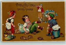 39193206 - Toepfe Und Eimer Fuer Geldtaler , Kinder , Bollerwagen Vergissmeinnicht Golddruck - New Year