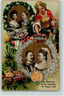 13194506 - Doppelfeier + Silberhochzeit  1906 Wappen Krone Germania AK - Koninklijke Families