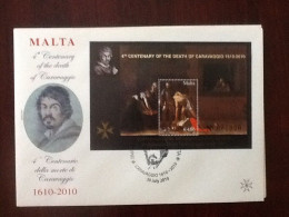 Malta Caravaggio 2010 FDC CASTILLE SQR -VALLETTA With Cancellation Very Rare VF - Malta