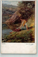 39806106 - Sign. Zewy, Karl Junge Frau Sinniert An Einem Wasserlauf Libellen Verlag Wiener Kunst B.K.W.I. Nr. 1182 - Sonstige & Ohne Zuordnung