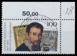 BRD BUND 1993 Nr 1705 Zentrisch Gestempelt ECKE-ORE X56F58A - Used Stamps