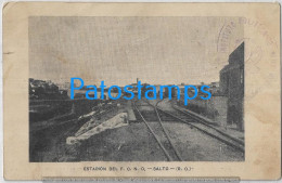 228009 URUGUAY SALTO STATION TRAIN ESTACION DE TREN & INSTITUTO POLITECNICO SPOTTED POSTAL POSTCARD - Uruguay