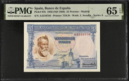 SPAIN BANKNOTE 25 PESETAS 1936 P.87b PMG 65 EPQ GEM UNC BILLETE ESPAÑA SOROLLA  *COMPRAS MULTIPLES CONSULTAR* - 25 Pesetas