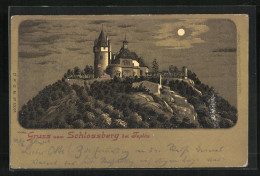 Mondschein-Lithographie Teplitz Schönau / Teplice, Schlossberg Bei Nacht  - Czech Republic