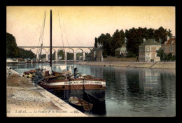 53 - LAVAL - LE VIADUC DE LA MAYENNE - PENICHE VOLONTAIRE-ANGERS-ETS DELHUMEAU A QUAI - CARTE COLORISEE - Laval