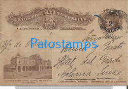 228010 URUGUAY MONTEVIDEO STATION TRAIN TREN WATERLOW CIRCULATED TO COLONIA SUIZA POSTAL STATIONERY POSTCARD - Uruguay