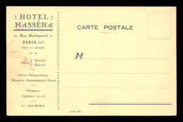 75 - PARIS 2EME - HOTEL MASSENA, 11 RUE BACHAUMONT - CARTE DE SERVICE - Arrondissement: 02