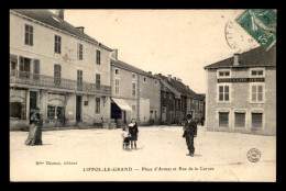 88 - LIFFOL-LE-GRAND - PLACE D'ARMES ET RUE DE LA CORVEE - HOTEL-CAFE SIMON - Liffol Le Grand