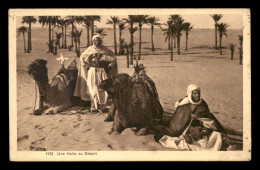 SCENES ET TYPES - ALGERIE - UNE HALTE AU DESERT - CHAMEAUX - Escenas & Tipos