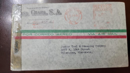 O)  1944 MEXICO, CENSORSHIP. METERSTAMP,  CHAPA S.A.MONTERREY, AIRMAIL, CIRCULATED TO WISCONSIN - Messico