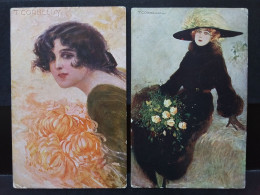 2 Cartoline Dipinti T. Corbella - Viaggiate Nel 1918 + Spese Postali - Pittura & Quadri