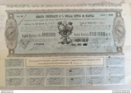 Bo Napoli Citta'debito Unificato Cartella Da  Lire 200 Certificato Azione - Otros & Sin Clasificación