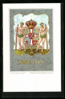 Lithographie Wappen Dänemarks  - Genealogy