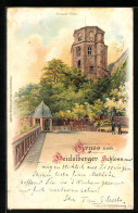 Lithographie Heidelberg, Schloss, Grosser Altan  - Heidelberg