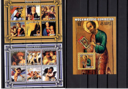 Africa > Mozambique 2001 - Art,Painting 3 S/S - MNH**.angels,Paul The Apostle,Saint Paul,Natal - Mozambico