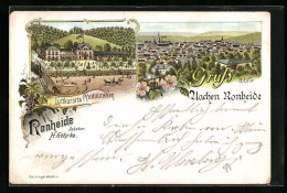 Lithographie Aachen, Gasthof Und Restaurant Ronheide, Panorama  - Aken