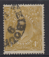 AUSTRALIA 1924-25 4d OLIVE - YELLOW KGV STAMP  PERF.14 1st.WMK SG.80 VFU - Usati